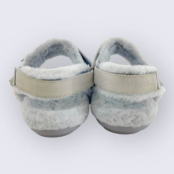 Vionic Viva Blue Faux Fur & Leather Fluffy Strappy Adjustable Comfort Sandal 9.5 - Picture 4 of 8